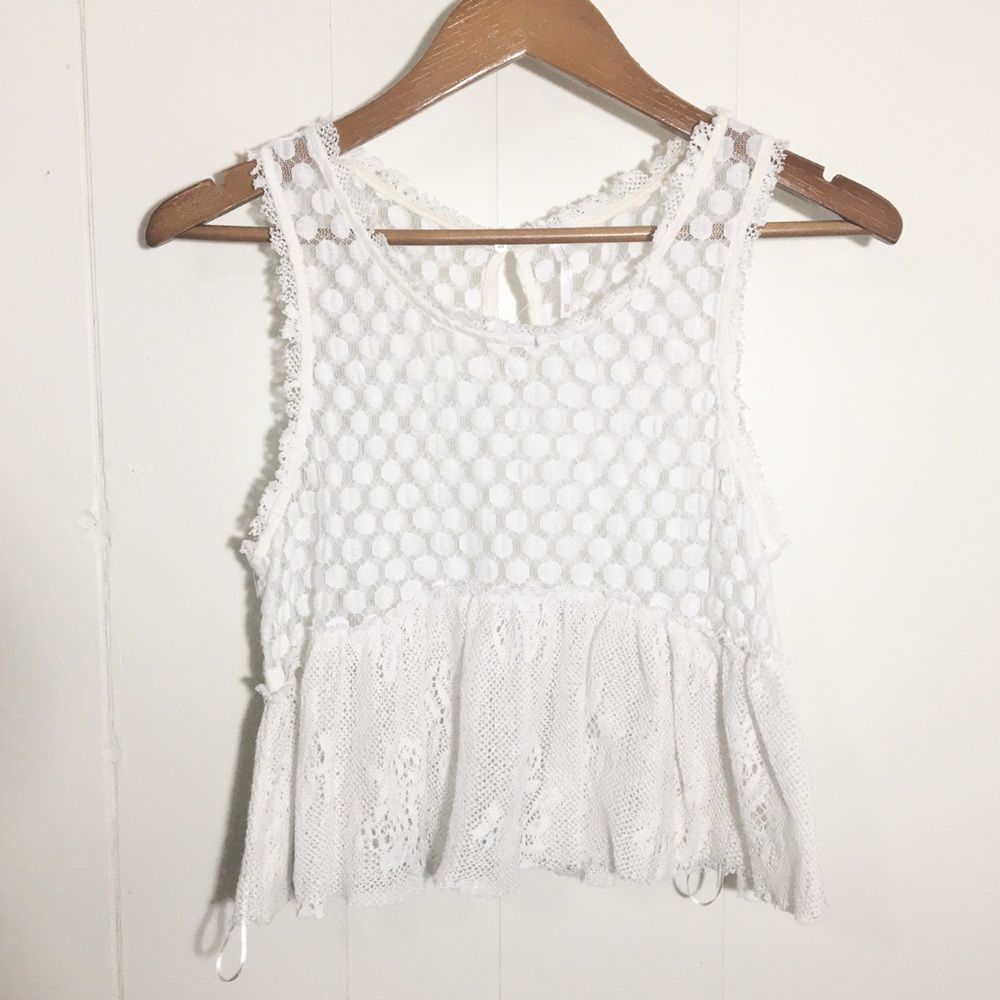 Free People Lace Peplum Tank Top